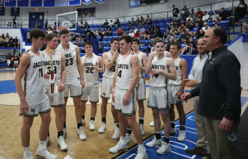 (Kelli Graves / Clay County Progress) The Hayesville Yellow Jackets are awarded the third place trophy in the 26th Battle of the States tournament.