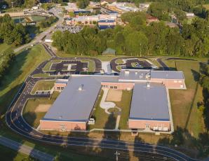 Photo • David Smart This drone shot provides an overview of the new primary school and Clay County Schools' campus. A ribbon cutting ceremony for the new school is scheduled for 2 p.m. Sunday, Oct. 18. 