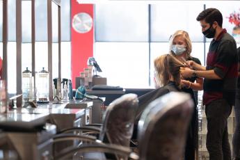 Students practice at Alexander Paul Institute of Hair Design. (Photo by Maya Reagan, Carolina Journal)
