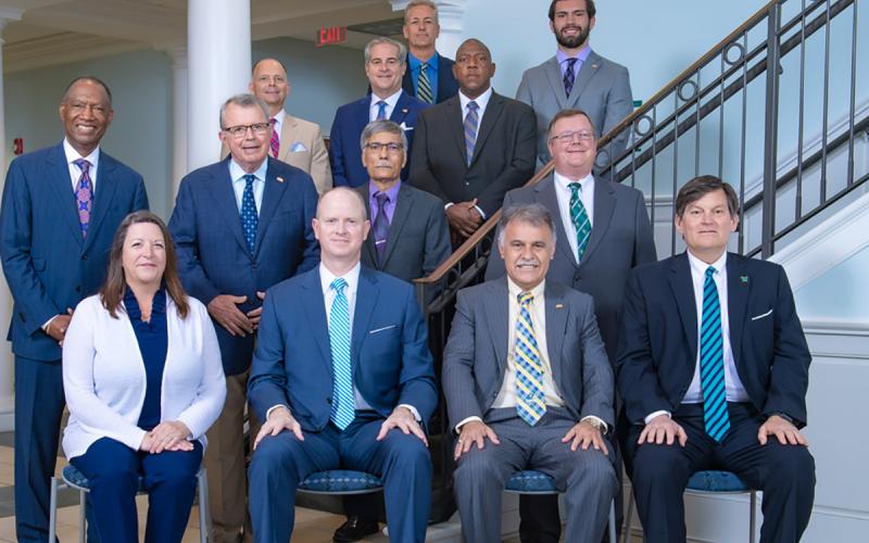 2021 Board of Trustees for the University of North Carolina Wilmington. Sartarelli, seated center, front. White, back row, third from the left. (Image from UNCW.edu)