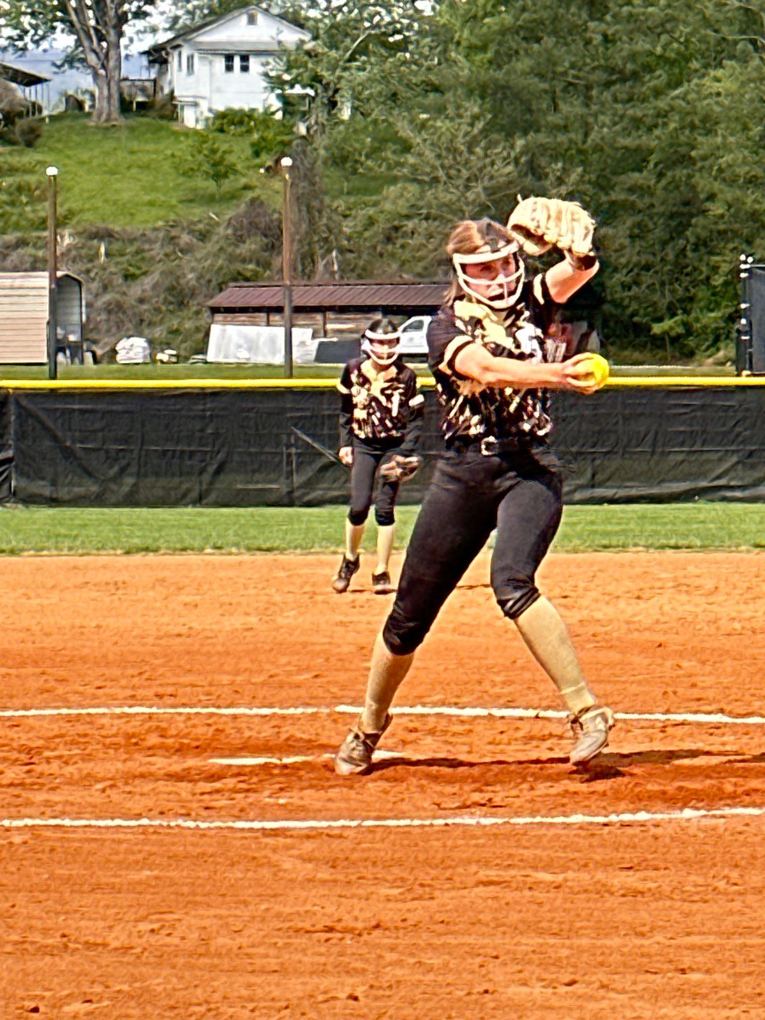 Jasmine Brooks No. 5 on the mound for the HMS Lady Jackets.