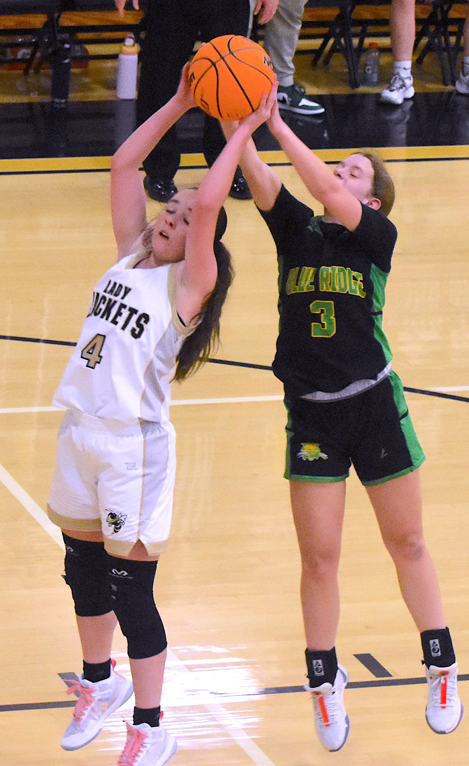 Gary Corsair • Progress Breanna Abrams, No. 4, stretches to secure a rebound for Hayesville. 