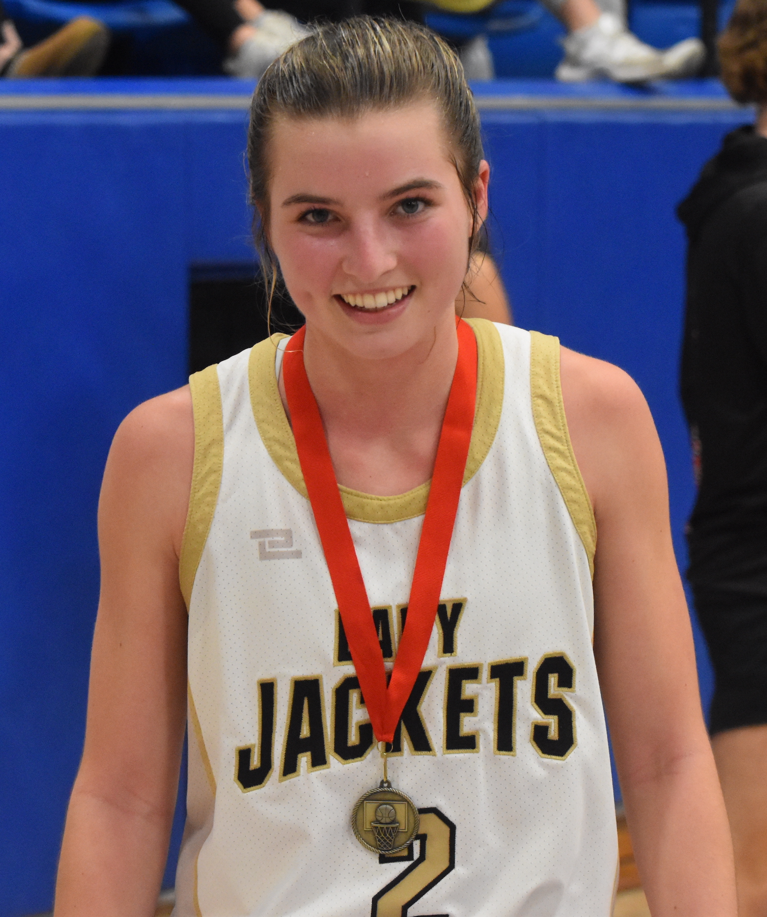Gary Corsair • Clay County Progress Ava Shook wears the medal she was awarded for making the Battle of the States All-Tournament Team.