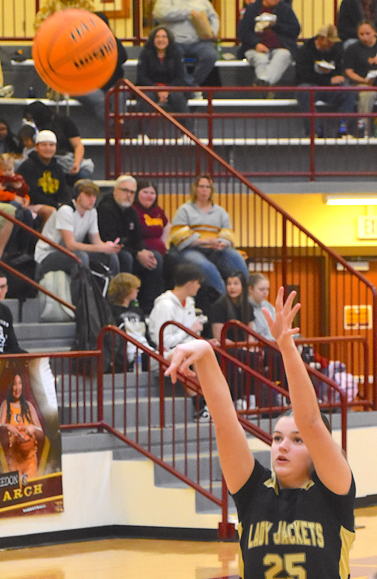 Gary Corsair • Clay County Progress Kayla Brown lofts a free throw against Cherokee. Brown's strong play on the JV has earned her varsity minutes.