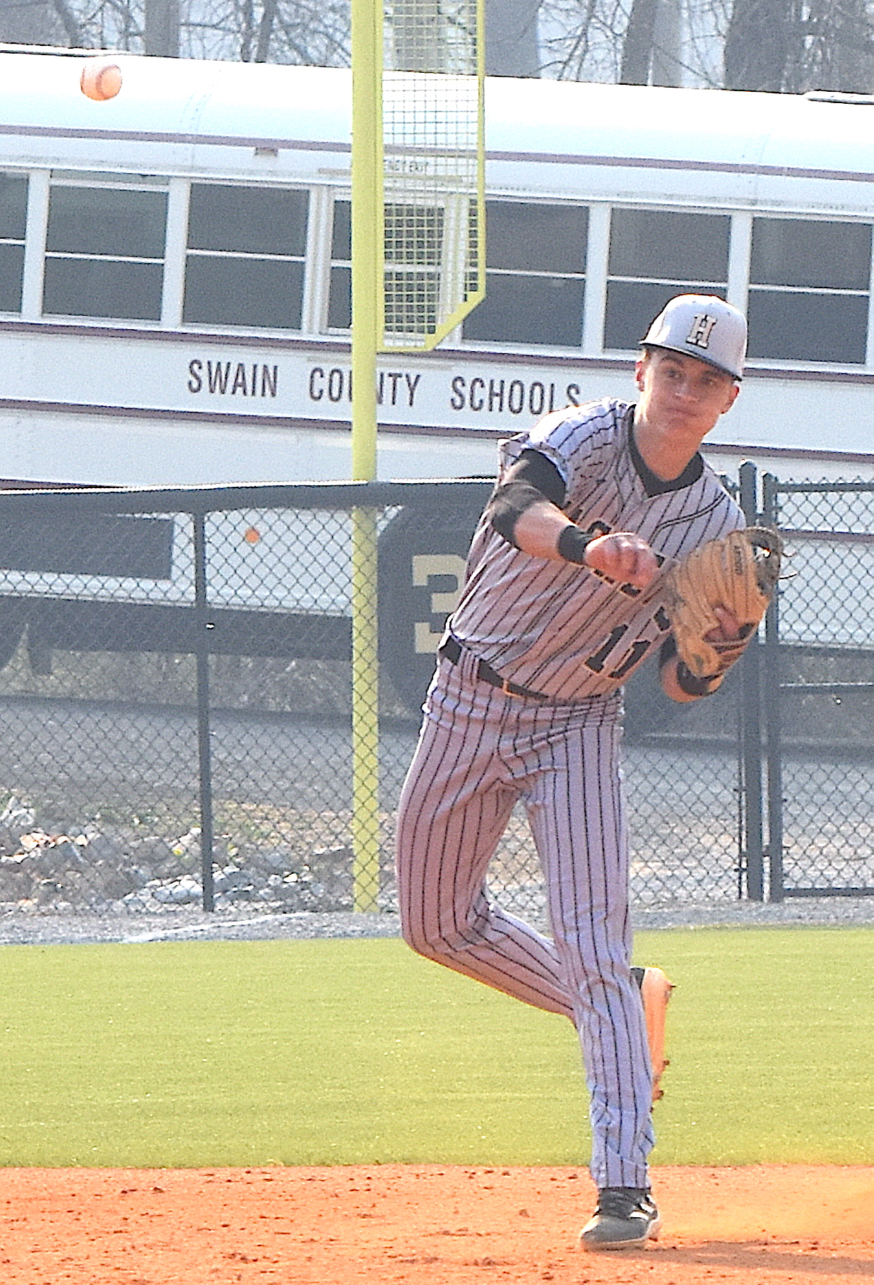 Gary Corsair • Clay County Progress Hayesville shortstop Cooper Matheson fires to first during a recent game. Matheson leads the team in runs scored.
