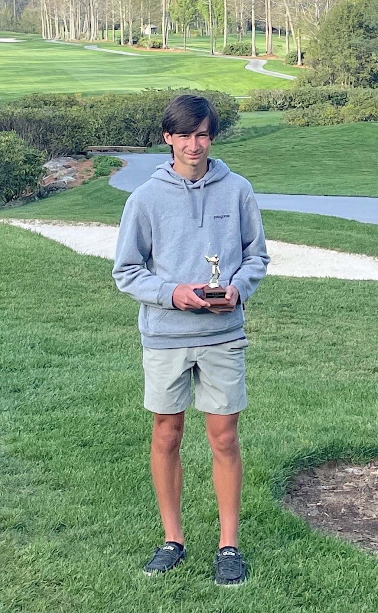 Photo submitted  Hayesville medalist Connor Pullum poses with the hardware after being named All-Smoky Mountain Conference.