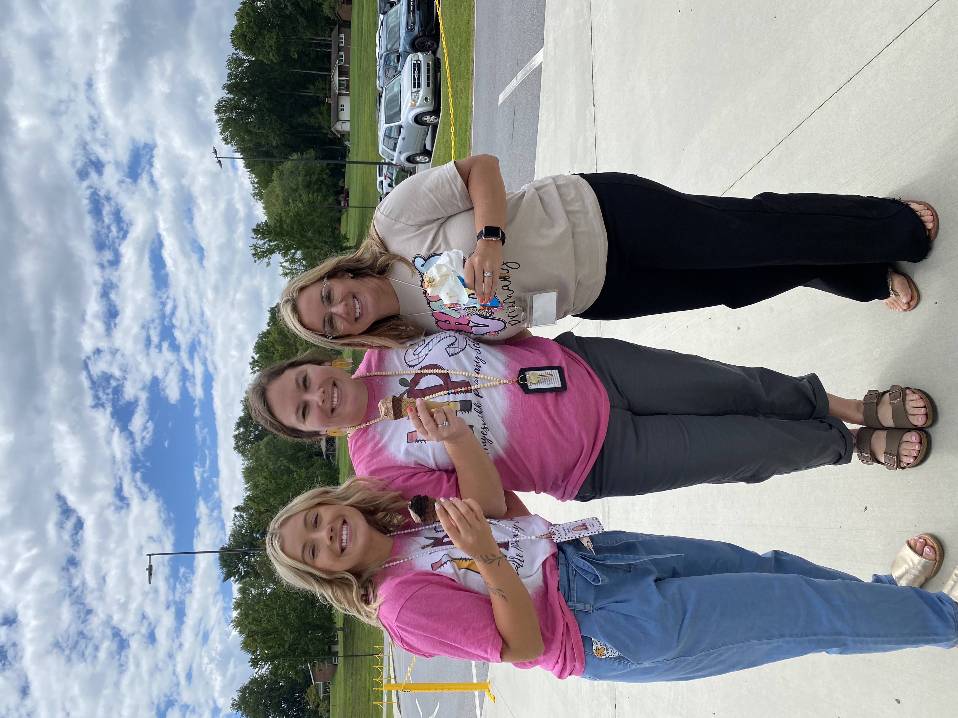 Heather Plemmons • HPS Principal Hayesville Primary School PTO treated HPS staff to ice cream during the school prep days. From left, Annie Brooks, Tori Canterbury and Jill Cherry take an ice cream break.