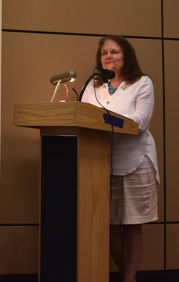 Marcia Barnes • Clay County Progress Dr. Sue Lynn Ledford presented critical issues facing Four Square to Clay County Commissioners at the board meeting on Aug. 1.