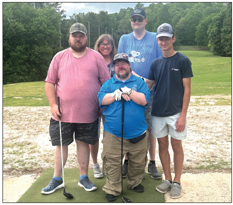 Gracie Taylor • Clay County Progress Front, John Riley; back, from left, Kurtis Green, Judy Jennings, Local Special Olympics Coordinator for Clay County, Daniel George and Connor Pullum, Golf Coach