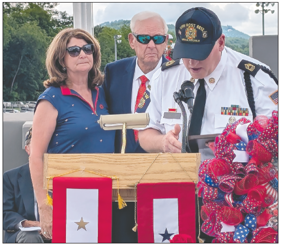 Debbie and Wade Patterson receive recognition for their support of the Clay County Veterans Park. Wade was also a keynote speaker for the Memorial Day service and ceremony.