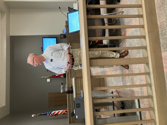 Marcia Barnes • Clay County Progress Chris Saucier, TVA Senior Project Manager for Dam Safety gave an update on the Chatuge Dam safety project on Wednesday, June 25 at the Towns County Courthouse.