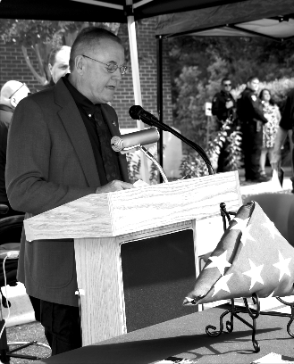 Becky Long • Clay County Progress Clay County Sheriff Mark Buchanan welcomes those attending 9/11 remembrance day ceremonies. “We here at the sheriff’s office are deeply honored to be able to host this event this morning.”