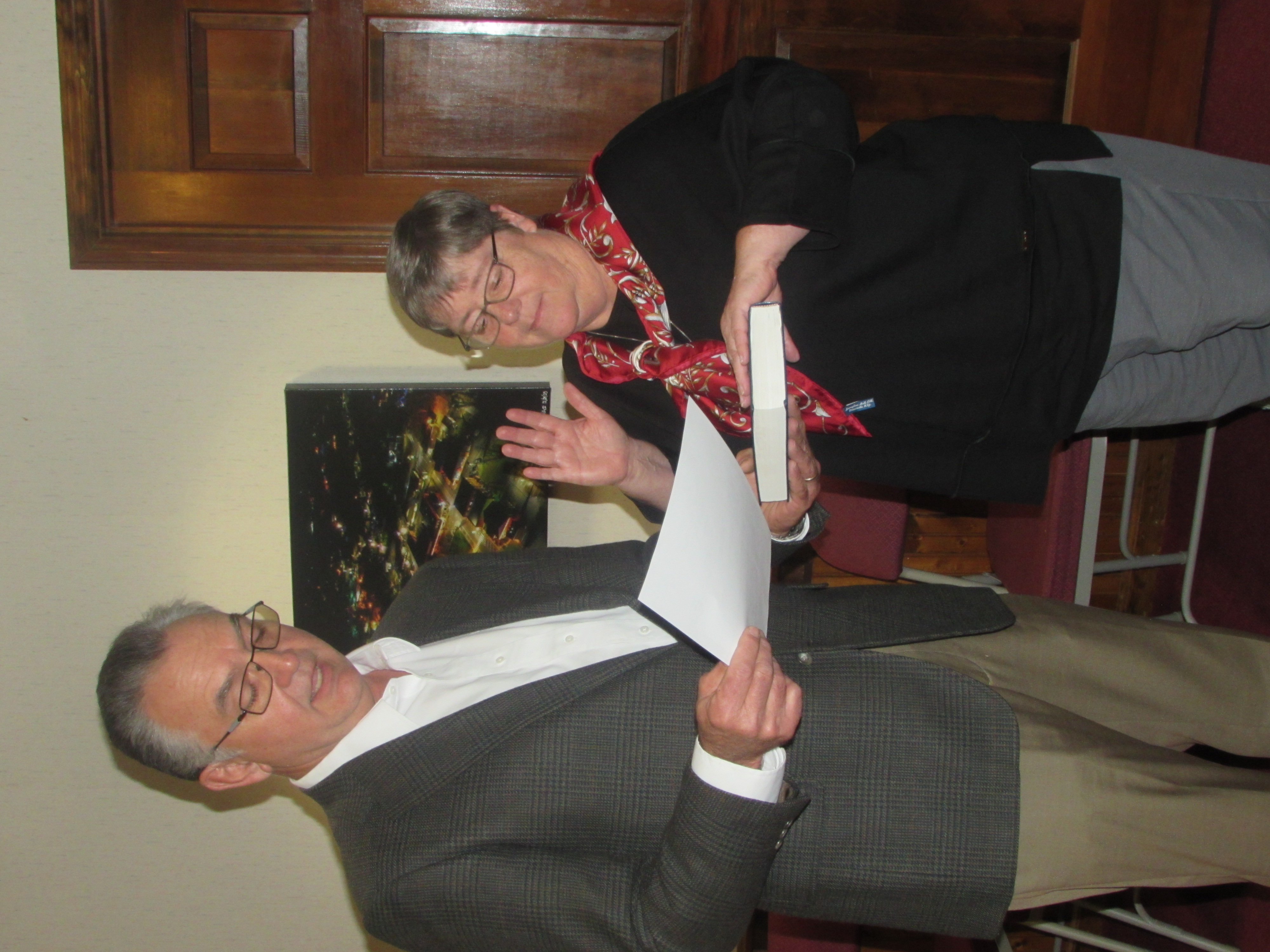 Lorraine Bennett • Clay County Progress N.C. House Rep. Karl Gillespie administers the oath of office on Monday to the new Hayesville mayor, Benita England.