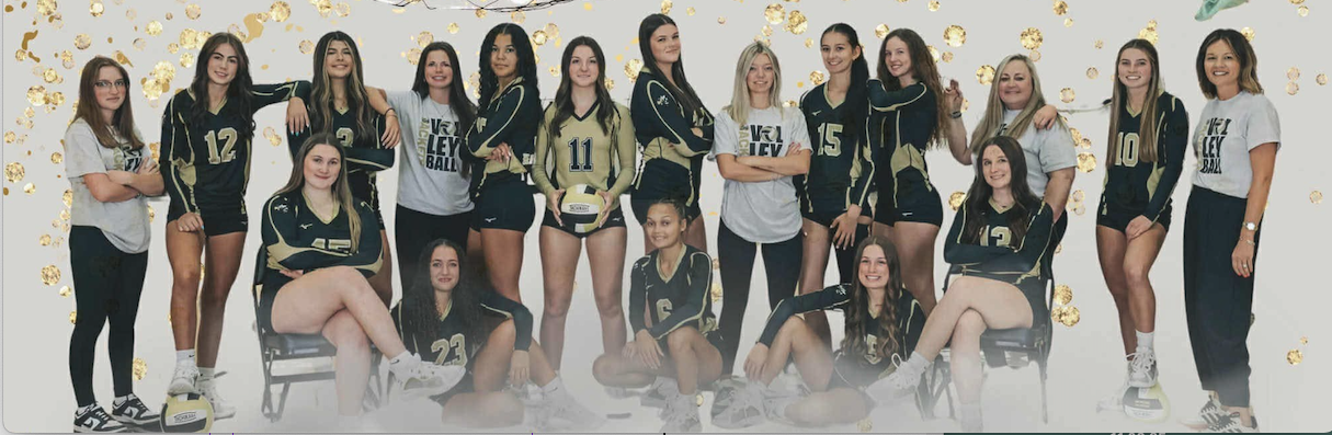 Hayesville High School Varsity Volleyball ladies are, from, front left, Danielle Anderson, Aaliyah Jackson, Kadence Morrow, Savannah Burch and Jasmine Brooks; back, Riley Schaffer, Skylar Lockaby, Lilly Dockery, Addison McClure, Kylah Eller, Reese Segars, Kayla Brown, Katelynn Smith, Graesyn Williamson, Olivia Giddens, Head Coach Tammy Dills, Ava Shook and Assistant Coach Julie Ledford. Not pictured is Assistant Coach Larkin Giddens.