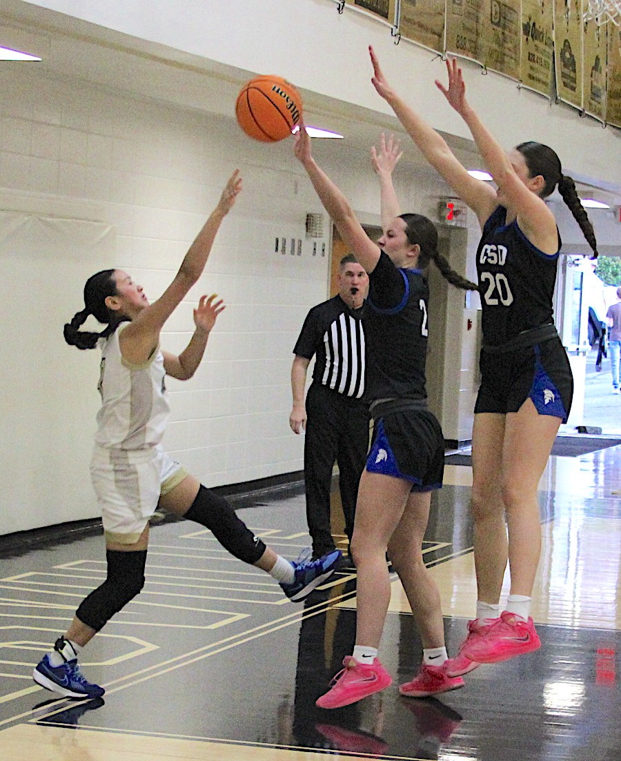 Neal Wachob • Clay County Progress Lucy Trout, No. 3, flings the ball into play after saving it from going out of bounds. 