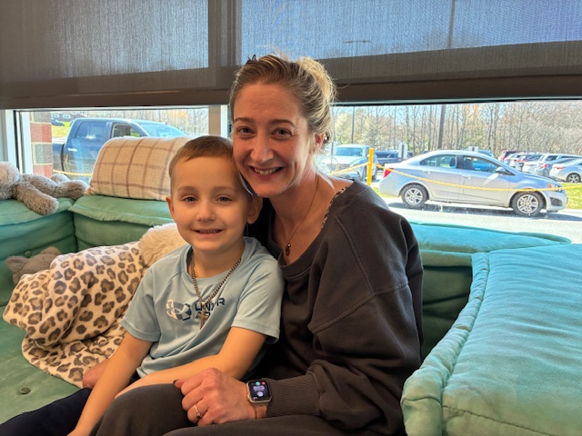 Marcia Barnes • Clay County Progress Rhet Lovingood and his mother Caitlin on Thursday, March 19 at Hayesville Primary School where Rhet is a kindergarten student.