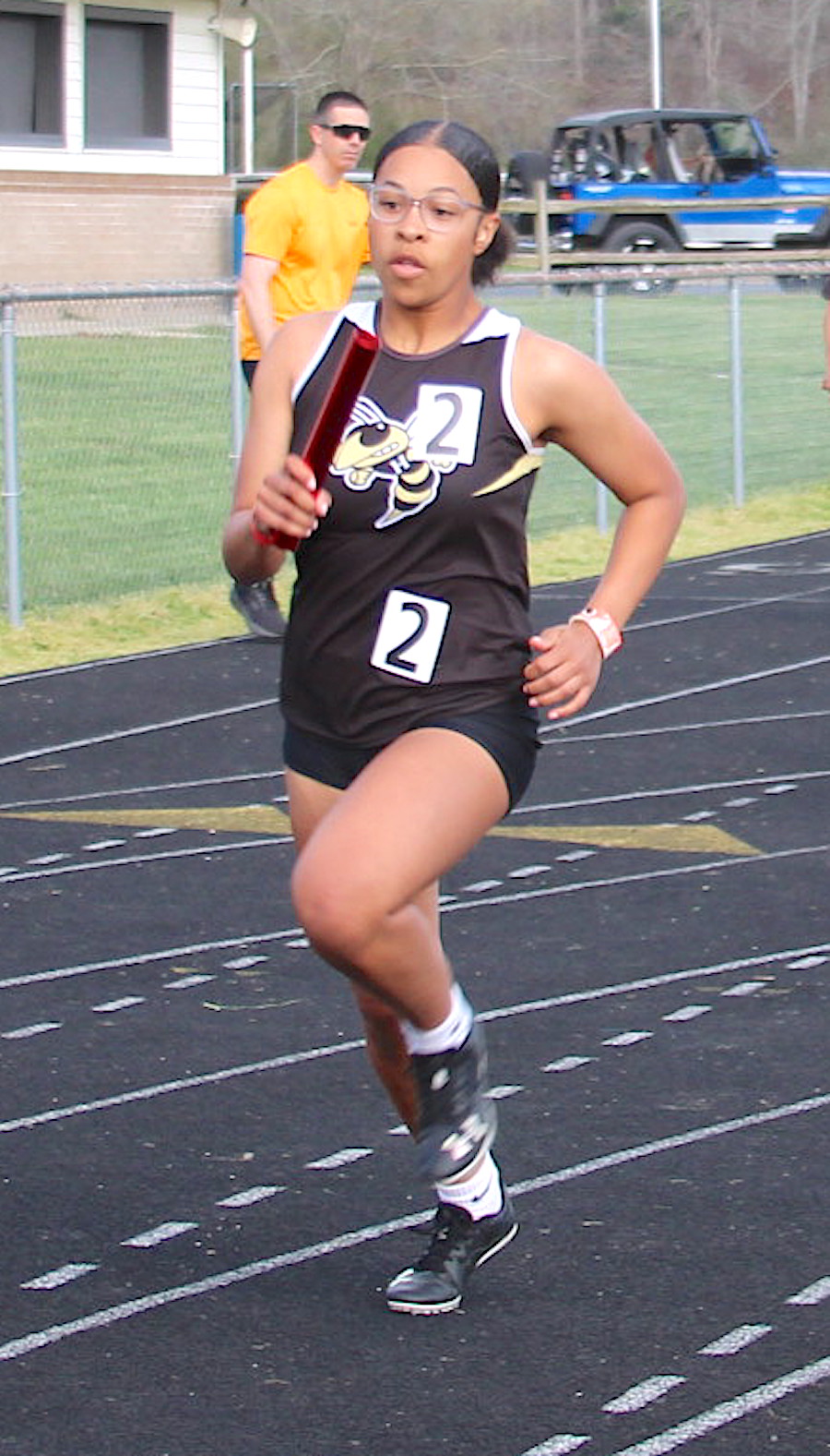 Neal Wachob • Clay County Progress LaRiyah Carr gives her all for Hayesville's Lady Yellow Jackets.