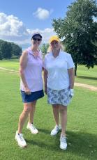 From left, Mary Mott and Claudia Rinaldo enjoy a nice day on the golf course.