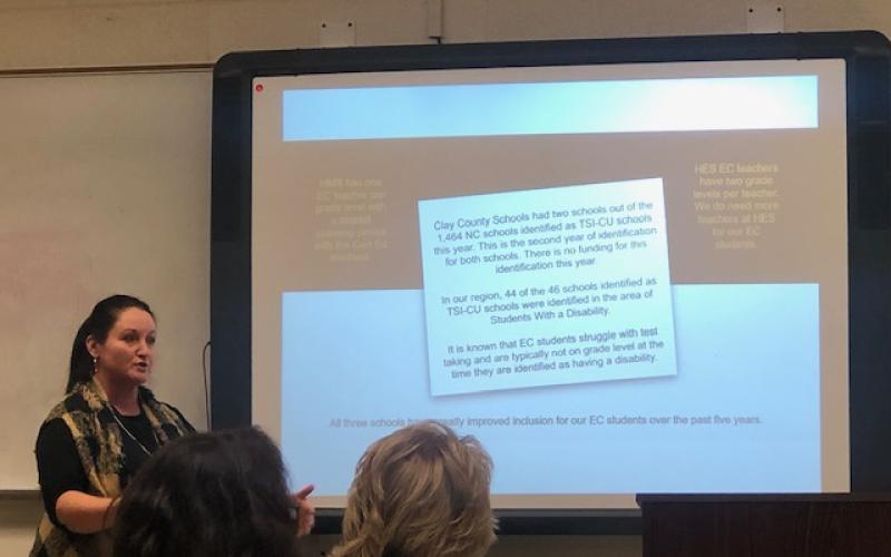 (Lorrie Ross • Clay County Progress) Angel Owens presents the state’s Every Student Succeeds Act State Pl