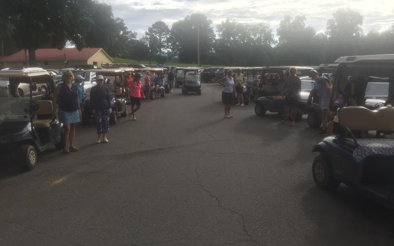 Glenda Geddings • Clay County Progress The CSLGA pose for a pre-round pic. The group had their largest numbers of the season on Tuesday, July 7 but were able to practice social distancing while enjoying the game.