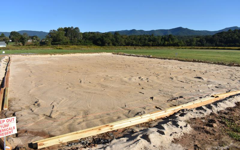 (Travis Dockery • Clay County Progress) When finished, groups will be able to reserve the outdoor volleyball court. Construction is expected to be completed in the next couple of weeks.
