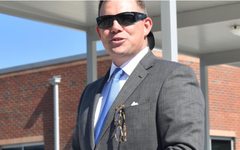 (Becky Long • Clay County Progress Clay County Schools)  Superintendent Dale Cole thanks everyone involved in the new primary school from start to finish including former and current county commissioners and school board members.