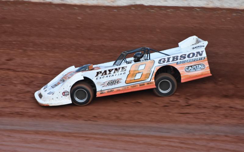 Travis Dockery • Clay County Progress “The Coach” David Payne puts his Super Late Model through its paces during practice. Payne didn’t cross the finish line first, but still got the win.