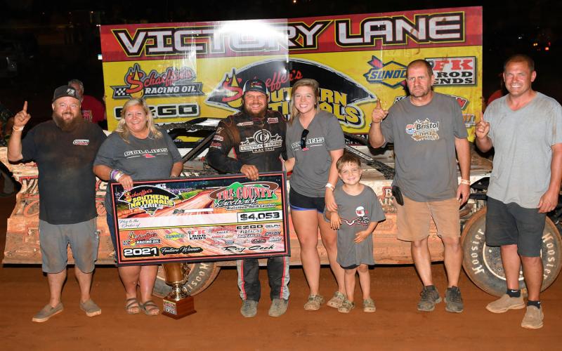 (Courtesy of Southern Nationals Series) Kenny Collins and crew celebrate his first Southern Nationals win at the place the calls his favorite track.