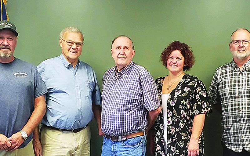 Clay County Elections newly appointed board members are, from left, Robert Penland, Chairman Jerry Anderson, Aaron Martin, Kayla Youngblood-Stillwell and Paul Rohs.