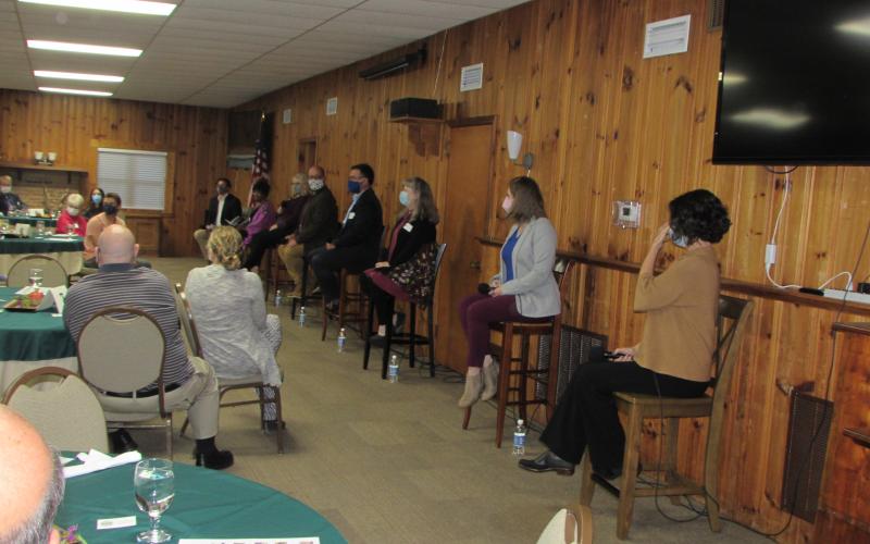 Panel participants at Friday evening’s Hinton Center gathering all wore masks during their discussion.