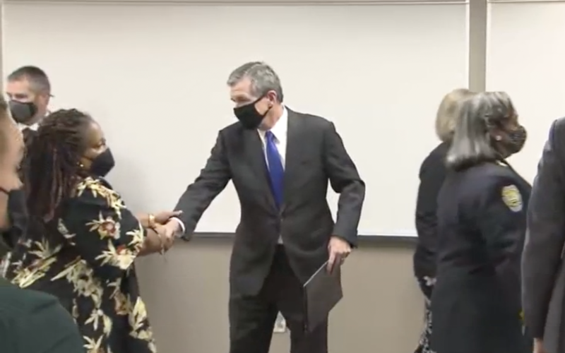 Gov. Roy Cooper following the news conference in Winston Salem on Thursday, Sept. 2, 2021. (Photo from livestream.)