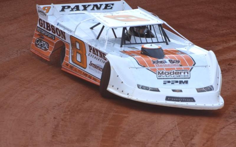Travis Dockery • Clay County Progress David Payne rips up the clay in Brasstown on his way to his second consecutive “Tarheel Tune-Up” victory.