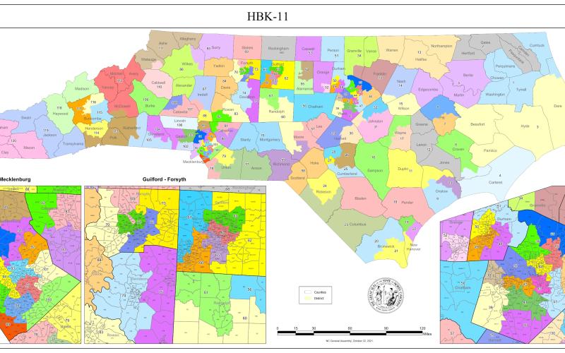 Redistricting maps proposed by the N.C. Redistricting Committee Chairman, Rep. Destin Hall, R-Caldwell