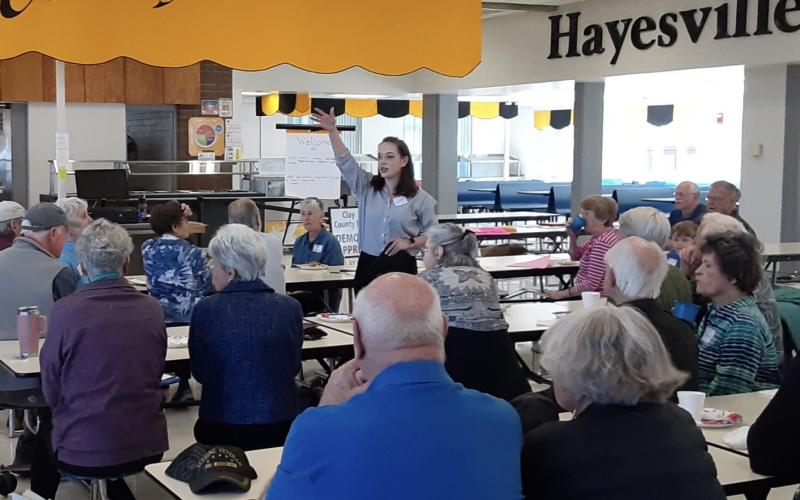Chelsea White-Hoglen speaks at the Clay County Democratic Party Convention.