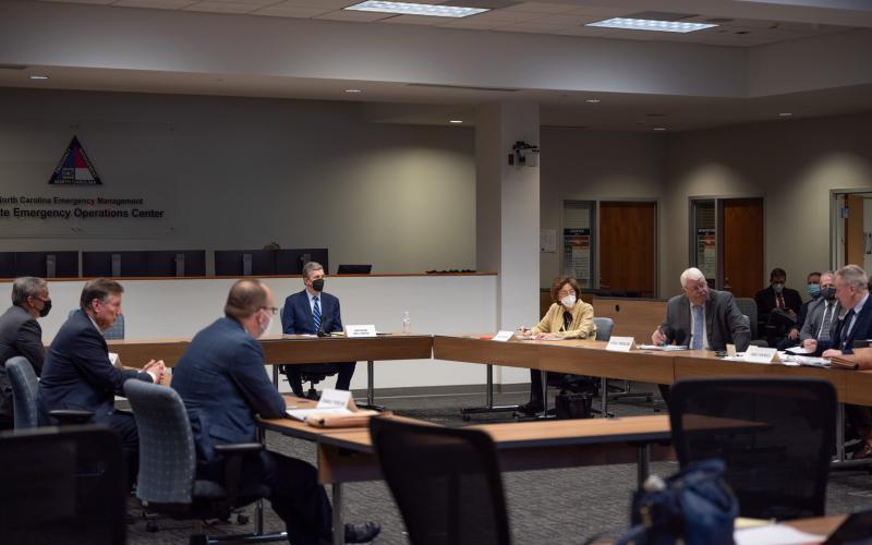 Gov. Roy Cooper and Council of State members at a monthly COS meeting.