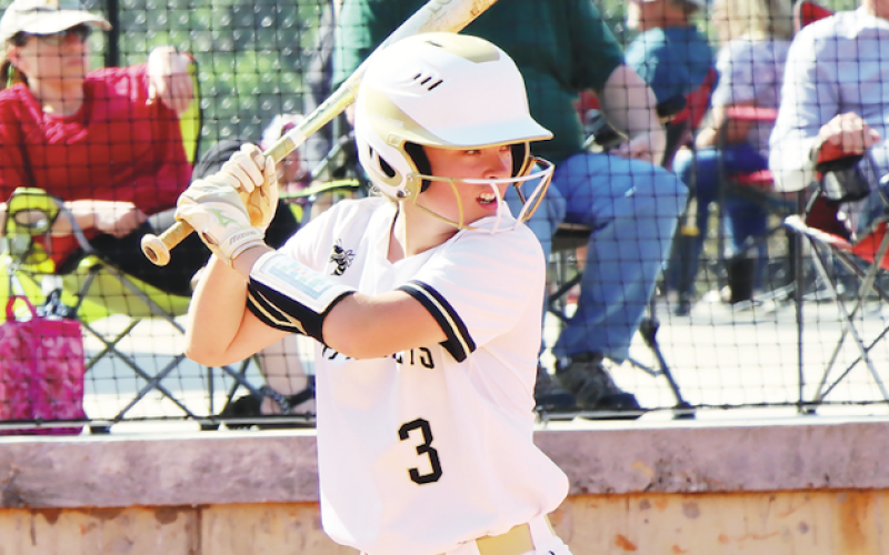 Deby Jo Ferguson • Clay County Progress  Addie Bunch is hot on the batter’s bag for the Lady Jackets.