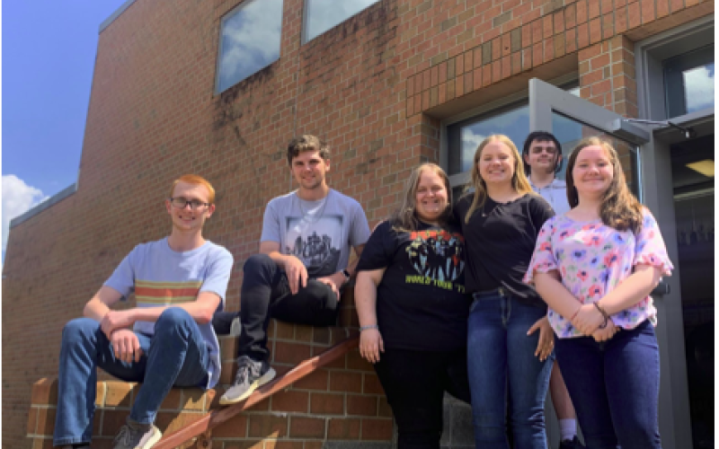From left, Jacob Christiansen, Dallyn Rhea, Madison Bright, Grace Gibson, Wyatt Eggelston and Ann Gibson were selected as the HHS Marching Band Leadership Team.