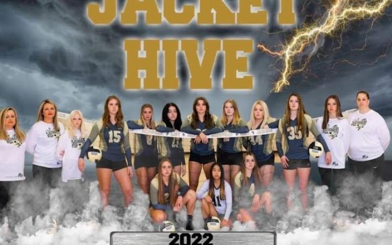 Hayesville High School Varsity Volleyball Team kneeling, from left, Lily Trout, Phoebe Pietila and Kaydence Wood, back, from left, Coach Tammy Dills, Asst. Coach Julie Ledford, Daylyn Murray, Mallory Peck, Emma Shook, Aneliese Scheu, Katie Pierce, Trinity Frias, Gracie Perry, Madison Moore, Addison Sorrells and Asst. Coach Larkin Giddens.
