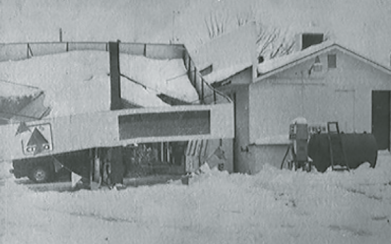 A photo that ran in the Clay County Progress shows storm damages to Lees Country Store. Several homes experienced trees falling on roofs, motorists were stranded and there were several days of power outages.
