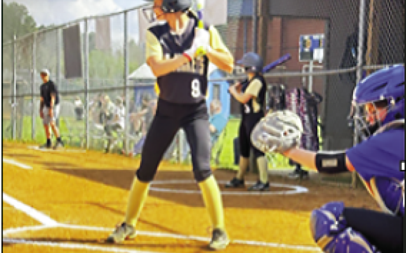 Micalynn McClure, HMS Lady Jackets lead off batter, tries to get the Lady Jackets started.