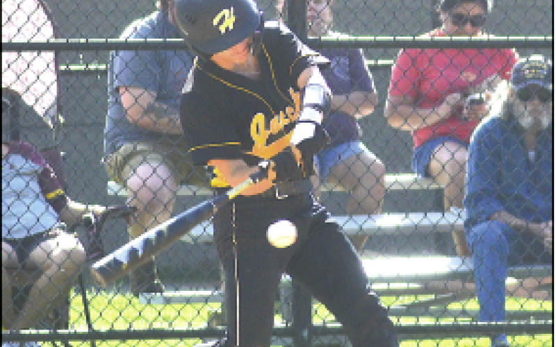 Gary Corsair • Clay County Progress Hayesville's Michael "Money" Mauney motors down to first base on a third-inning single.