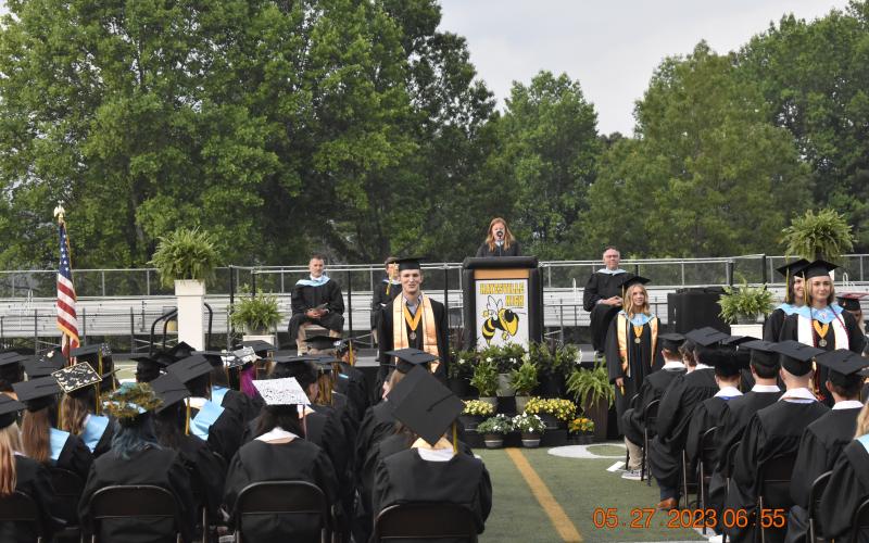 HHS Assistant Principle Karissa Teague recognizes students with outstanding achievements.