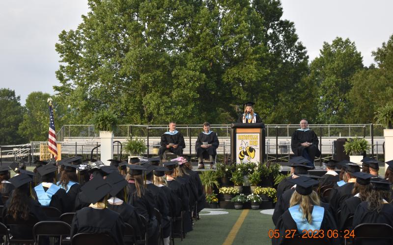 Honor Graduate Mary Elizabeth Nicholson gives her speech on “The Past.”