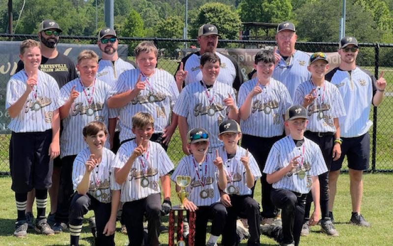 Clay County Jackets 12U team members are, front from left, Rhett Sellers, Jaxon Caruso, Bronc Woody, Gary Boyer and Henry Wadsworth; middle from left, Matthew Peck, Jack Bethel, Tucker Moore, Caden McClure, Camden Taylor and Malachi Lee; back from left, are coaches Cameron Bethel, Shea Taylor, Christopher Moore, Rob Peck and Davis Carter.