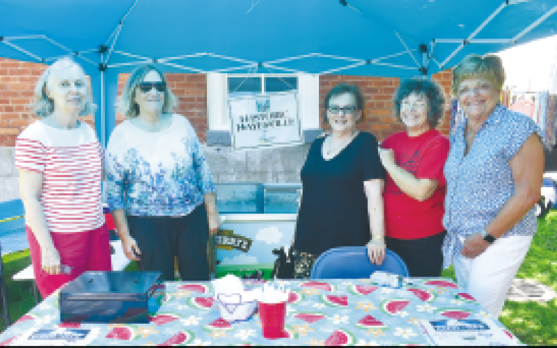 Becky Long • Clay County Progress Historic Hayesville Inc. volunteers line up at the ice cream booth. They are, from left, Lucy Rosier, Mil Puglisi, Janice Hicks, Sandy Zimmerman and Carleen Brocks. Money raised goes to support HHI projects.