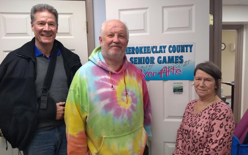 From left, Bill Battle, Michael Kelischek and Linda May have been selected by the Clay/Cherokee Senior Games &amp; SilverArts to serve as North Carolina Senior Games Ambassadors.
