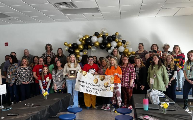 Deby Jo Ferguson • Clay County Progress Hayesville Primary cafeteria staff, custodians, office staff, teacher assistants, teachers, support staff and principal are applauded for their efforts.