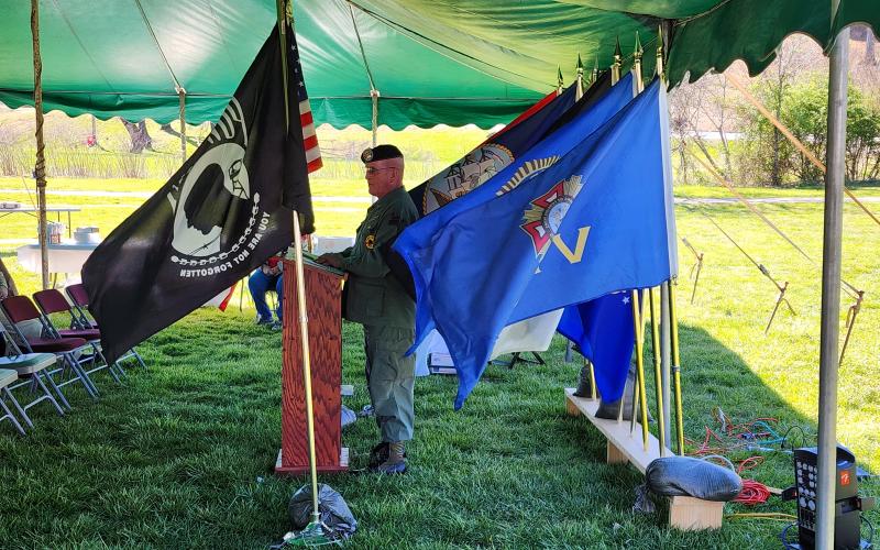 Robert Seibert • Photo Warren Dupree speaks at the Vietnam Veterans memorial service on Friday, March 29.