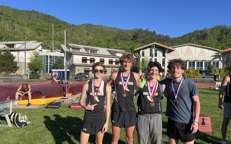 4x8oo relay team, from left, Noah Carter, Jackson Dye, Cannon Brewer and Landon Hughes.