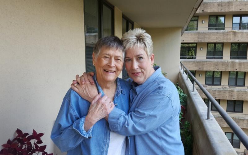 Photo by David Brown Catherine Brown embraces her mother Jean Henyon during a recent visit to Maryland to be with her mom.
